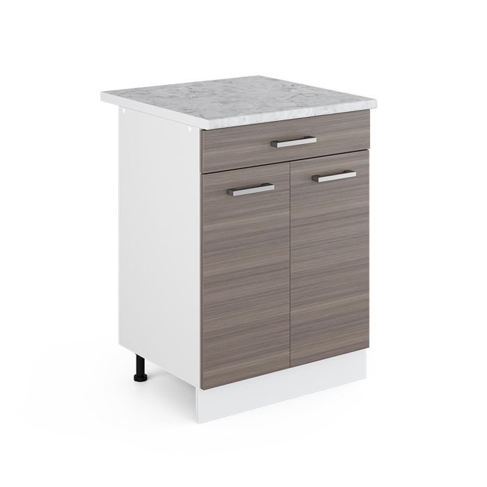 Meuble cuisine R-Line 60cm avec tiroir PT Marbre Gris noble/Blanc Vicco 29713