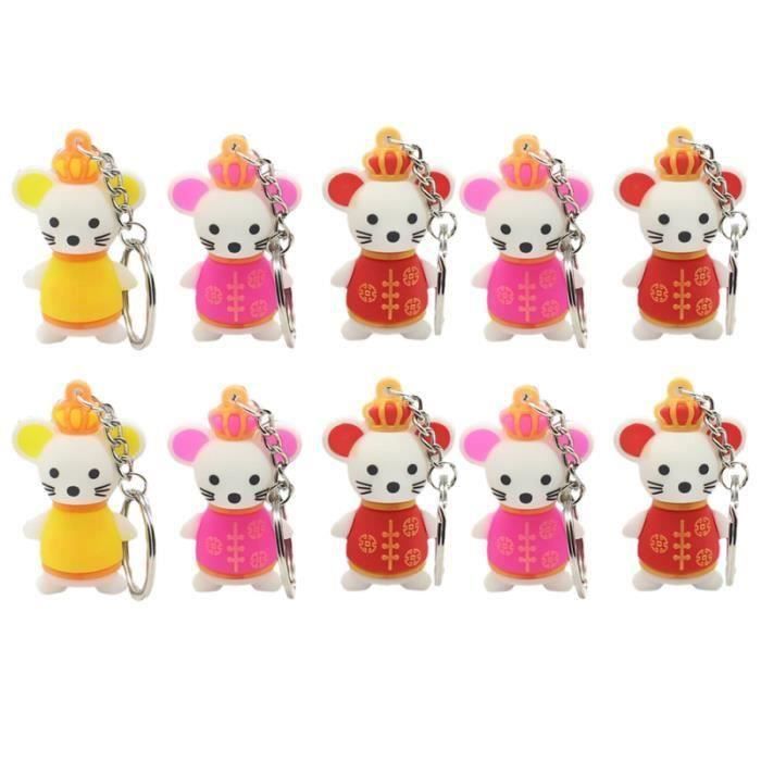10 Porte-clés Noël Dessin Animé - Pendentifs PVC Pour Sac Téléphone Clés - Cadeau Festif Anniversaire Thanksgiving