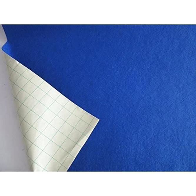 Feutre de Laine adhésive - Largeur 50cm- Tissu Feutrine autocollante  autoadhésif Loisirs Créatifs Bleu Royal