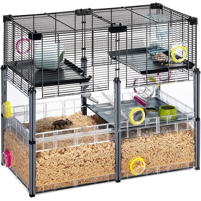 Cages Pour Petits Animaux - Cage Hamster Souris Multipla Crystal Grillage Métallique Plastique Recyclé Accessoires Modulair