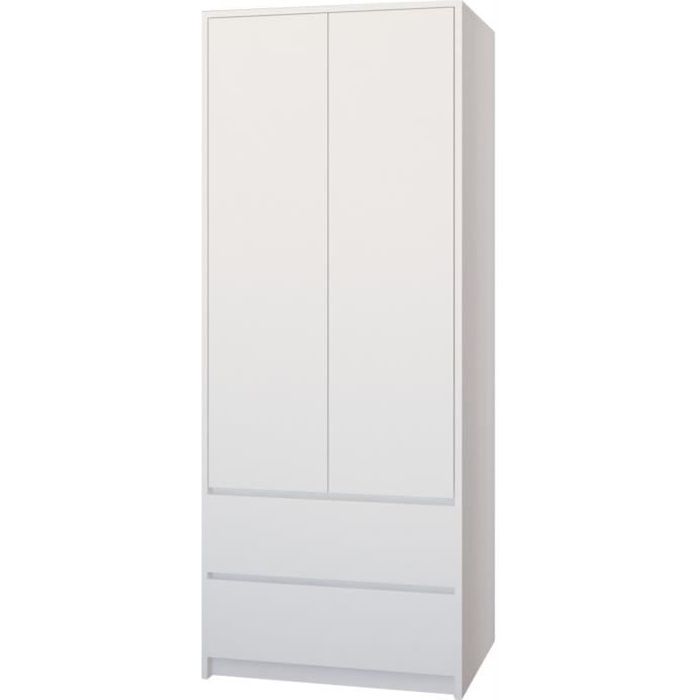 Bristol Armoire Chambre Bureau 63x55x180 Cm Penderie Multifonction 2 Portes 2 Tiroirs Mobilier Dressing Tendance Blanc Achat Vente Armoire De Chambre Bristol Armoire Chambre Cdiscount