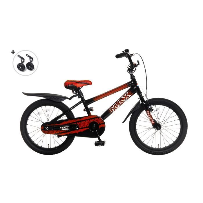 Velo Enfant Glerc Fantacy 18 Pouces - Noir, Pour 7-12 Ans Avec Stabilisateurs Et Porte-gourde