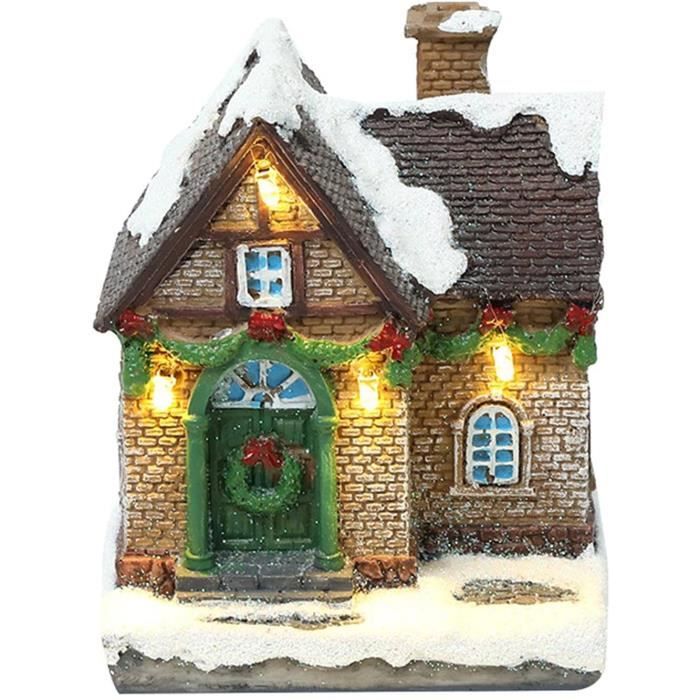 Village de Noël Lumineux, Maison De Noël Lumineuse Led Maison Village Noel,  Miniature Decoration Noel Village, RéSine ColoréE Maison Neige Enfants