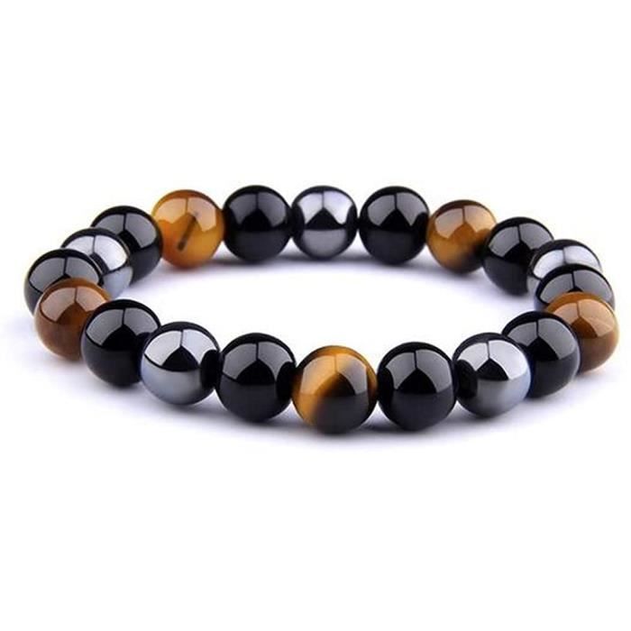 Bracelet - Œil de Tigre & Hématite - Perles naturelles - Mixte - Obsidienne