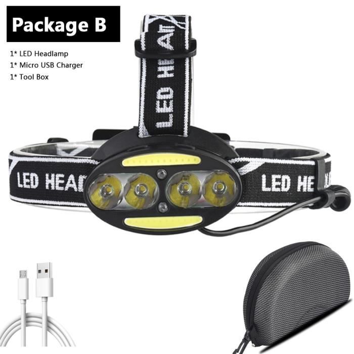 Lampe Frontale LED Ultra Puissante 100000 LM - Zoom Télescopique, Recharge USB-C, étanche IPX4 - Pour Extérieur