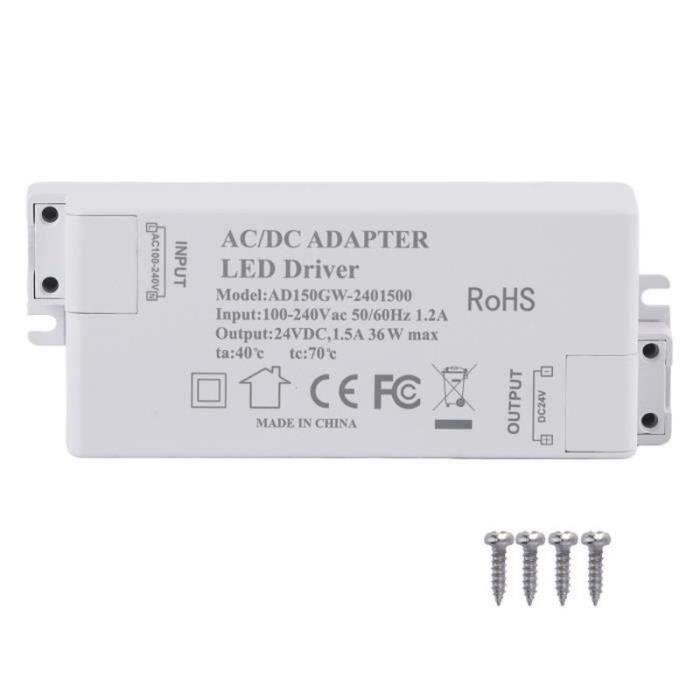 Transformateur (Driver) LED 36W - Sortie 12V DC - Pour Bandeaux Et Spots - Alimentation Secteur