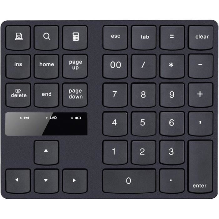 Pavé Numérique Sans Fil Bluetooth Tsadeer - 22 Touches, Rechargeable, Design Rond - Blanc