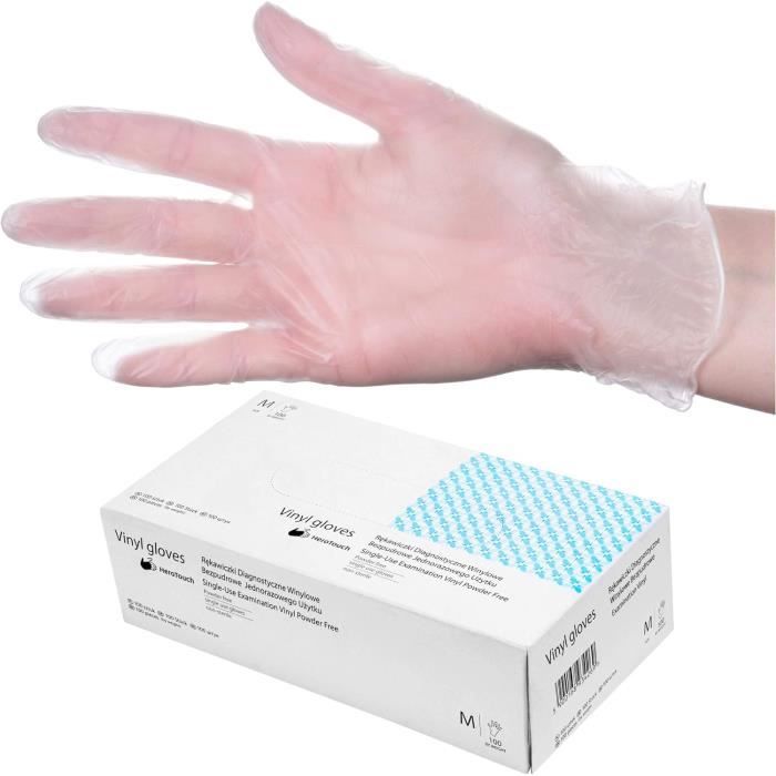 Spontex Extra Black – Lot 100 Gants Jetables Vinyle Noir Taille M – Sans Poudre, Sans Latex, Polyvalents