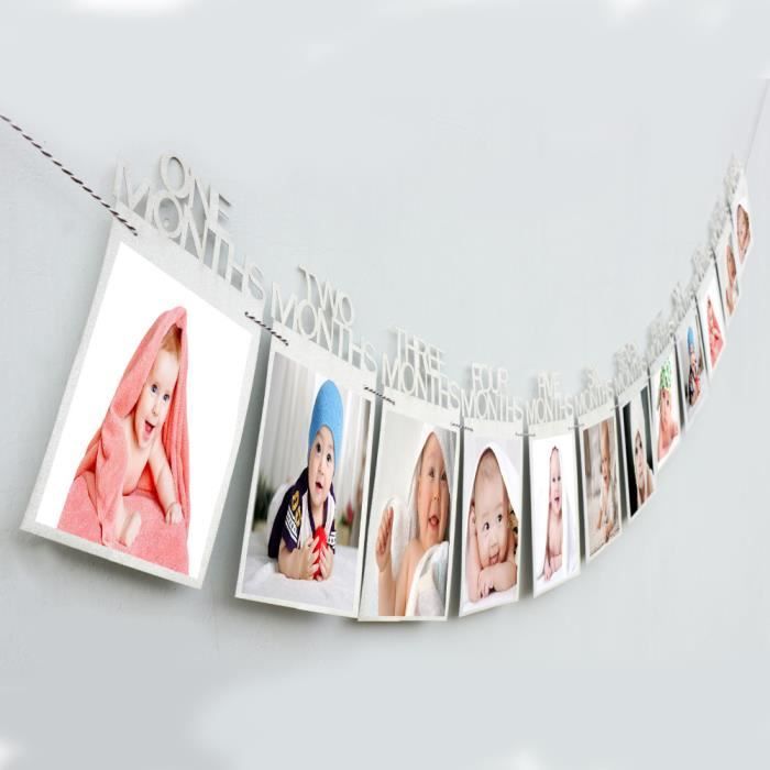 1 12 Mois Bebe 1er Anniversaire Cadre Photo Douche Bunting Banner Party Decor Cdiscount Maison