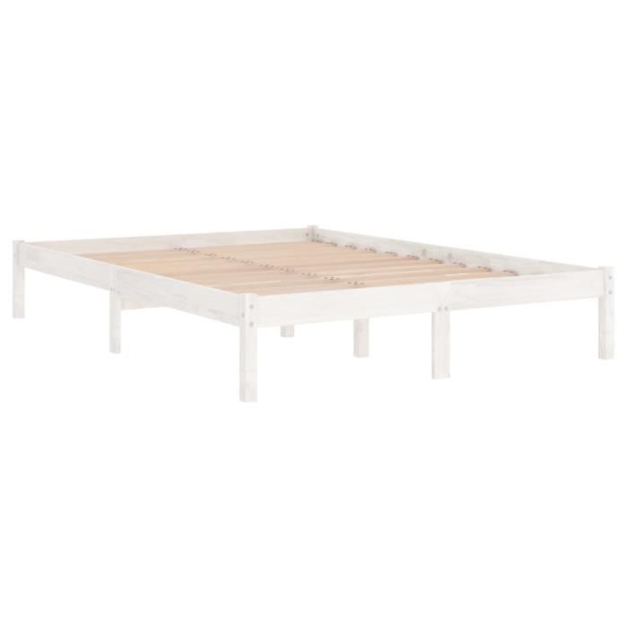 Cadre de lit - CUQUE - AB810028 - Bois de pin massif - 160x200 cm - Blanc
