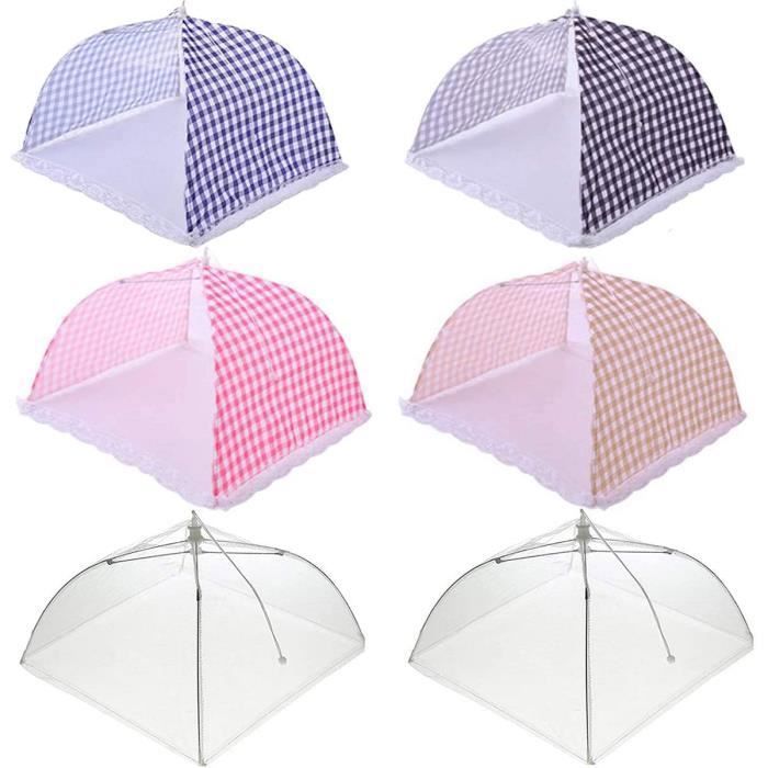 6 Cloches Alimentaires Pliables Anti-mouches - 33x33x15cm, En Nylon Avec Armature Acier - Pour Barbecue, Buffet, Pique-nique, Camping