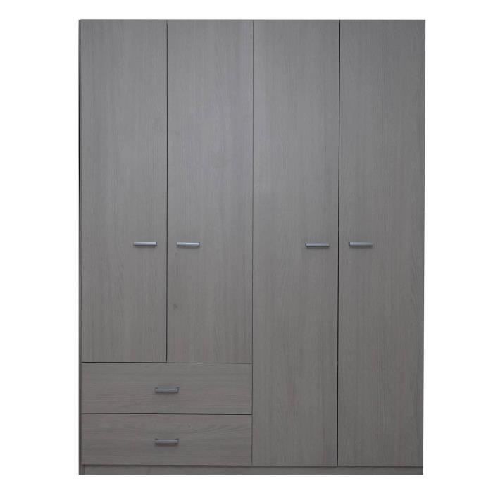 Dmora Armoire à 4 portes battantes, avec tringle à vêtements, couleur