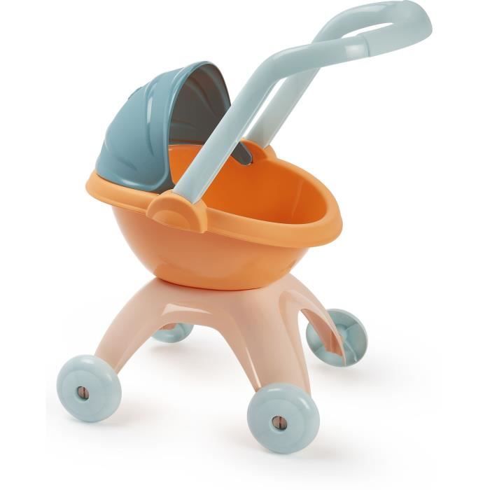 Landau pour poupon de 32 cm - Ecoiffier - Capote à 2 positions - Orange/Multicolore