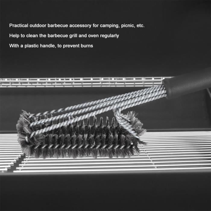 Brosse à Gril 3 En 1 Inox + Brosse à Huile - Nettoyage Barbecue Efficace Et Sûr