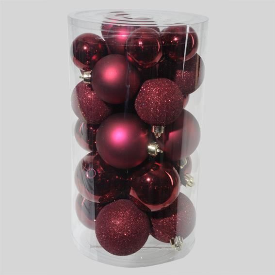 Lot De 30 Boules De Noël Assorties Alpine Bordeaux Achat