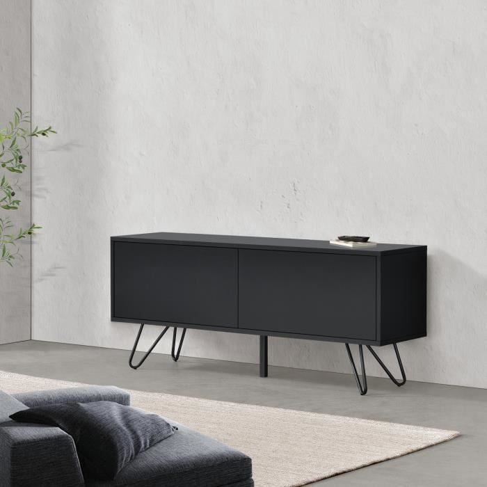 Commode Bollebygd à 2 Portes 47 x 110 x 30 cm Noir - EN.CASA - Contemporain - Design - Meuble de salon