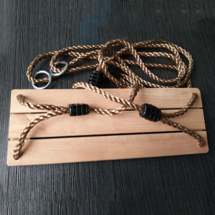 Siège de balançoire suspendu en bois extérieur intérieur avec corde réglable pour enfants