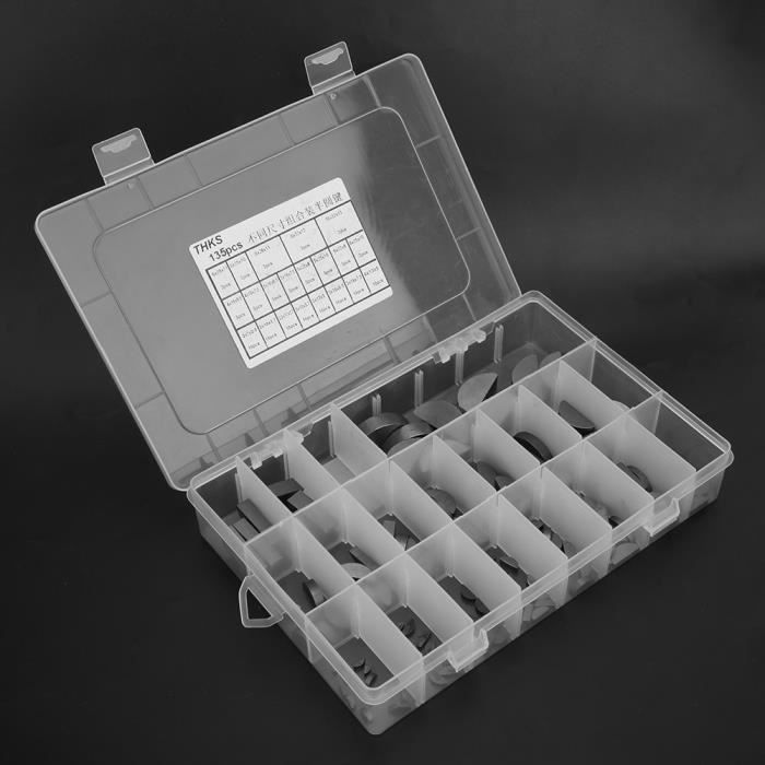 Qiilu Jeu De 80 Clés Woodruff Assorties – Clavettes Mécaniques Métal – Kit 8 Tailles Pour Réparations Industrielles