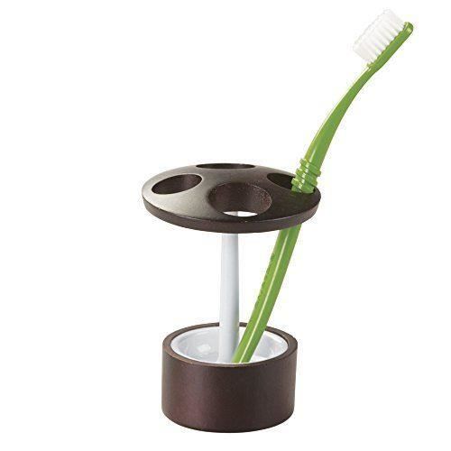 blanc et marron support aussi pour brosses /à dents /électriques accessoire de salle de bain en bambou et plastique InterDesign Formbu porte-brosse /à dent