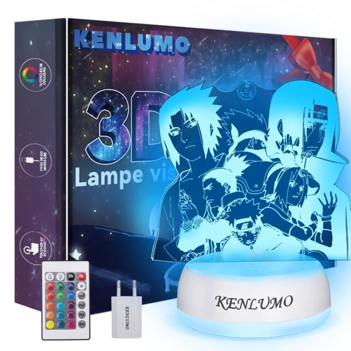 Lampe LED Naruto Uzumaki Mode Bijuu Changement de couleur USB Lumière nocturne et décoration 