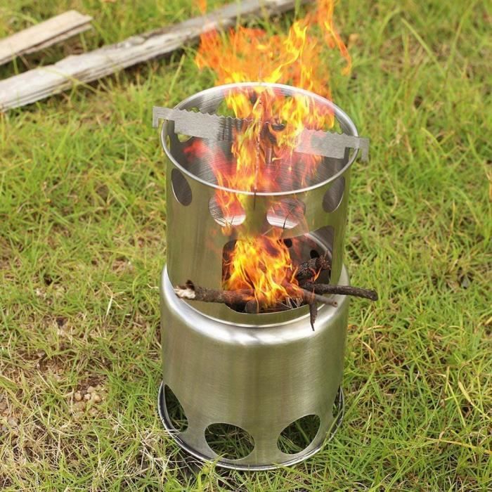 Jinsinto Poêle à Bois Pliable, Mini Poêle à Bois avec Sac en Toile, Poêle à Bois Portable en Acier Inoxydable, Petit Poêle à Bois pour Camping, Randonnée, Pique-Nique, BBQ, Survie