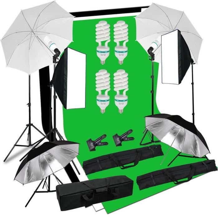 Kit Photographique, 4 ampoules 135W + SoftBox + Support de lumière de