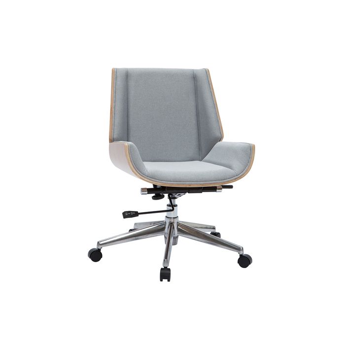 miliboo - fauteuil de bureau design bois clair et gris curved