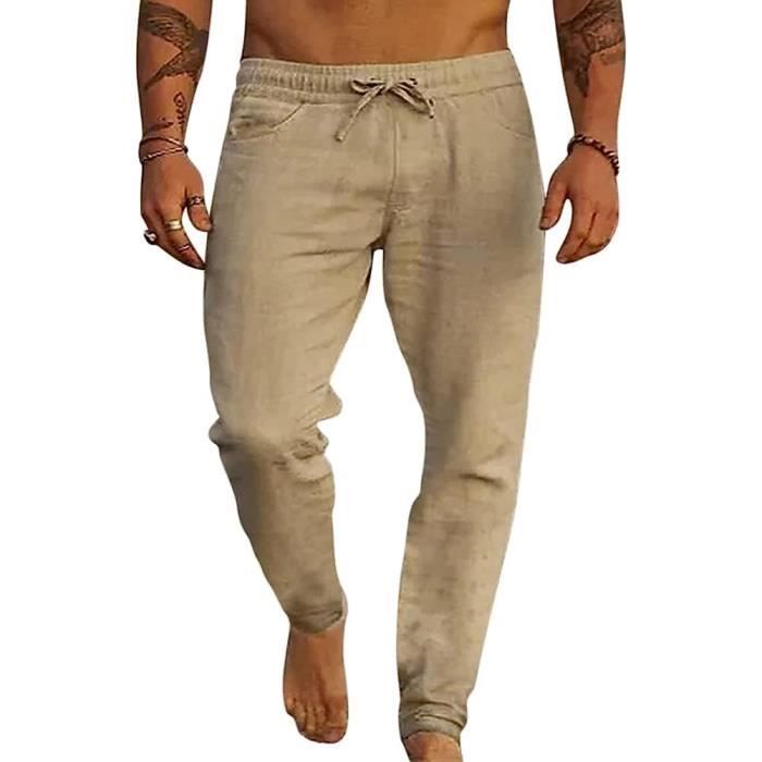 Pantalon coton lin homme