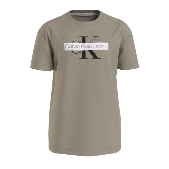 T-shirt Kaki Homme Calvin Klein Jeans Monologo