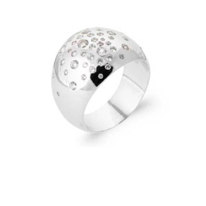 Bague Céramique Noire T53 - Cristaux De Zirconium Et Argent Massif, Bijouxia