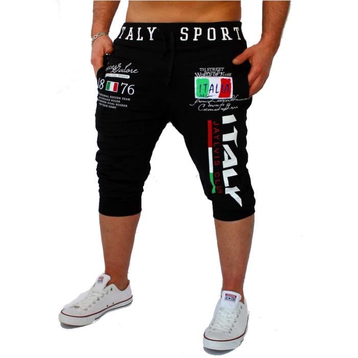 Pantalon homme de jogging court imprim num rique sport loisirs Plage de Sable luxe de imprim et baggy V tement Masculin Noir