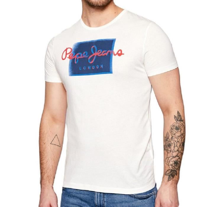 T-shirt Blanc Homme Pepe Jeans Dimitri