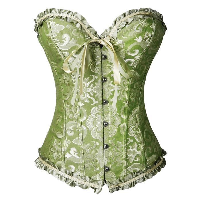 Femme Corset Jacquard Lacets Chic Grande Tailles Bustier PushUp