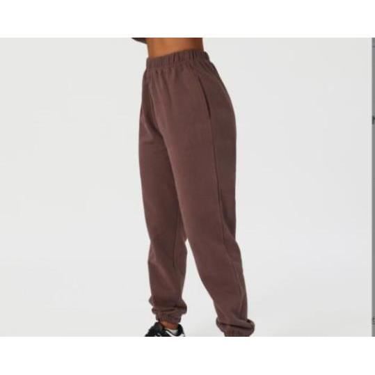 Pantalon de Training Femme en Coton Chic Élastique Taille Haute avec Poche  - Marron ZP