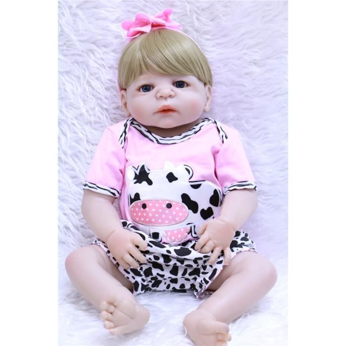 55 Cm Full Body Silicone Reborn Baby Poupee Toys Faux Bebe Reborn Blond Perruque De Cheveux Cdiscount Jeux Jouets