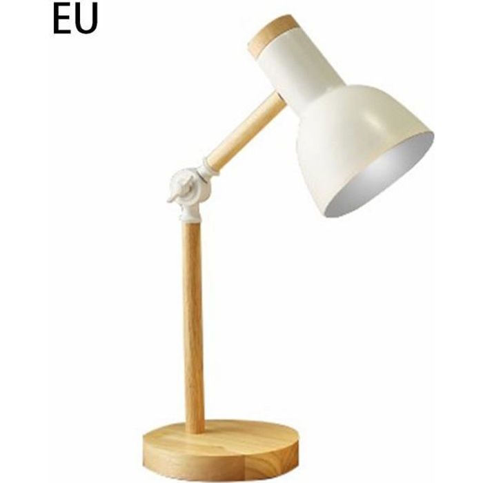 Creative Nordic Art En Bois Fer LED Pliant Simple Lampe De Bureau Protection Des Yeux EU Blanc