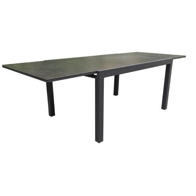 table de jardin extensible elise en aluminium/céramique 140/240 x 97 cm - graphite