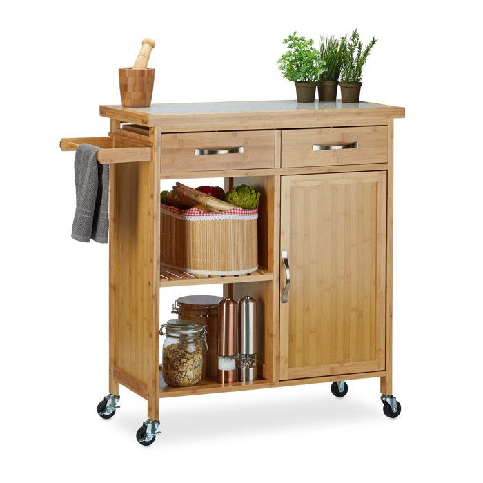 Desserte de Cuisine - RELAXDAYS - 10020947 - Bambou - 36 x 89 x 86 cm - Aspect bois