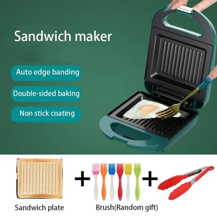 Machine à Sandwich Et à Gaufres - 4 En 1 Antiadhésive - Pour Panini, Gaufres, Pies - Poignées Inox Anti-brûlure - 12