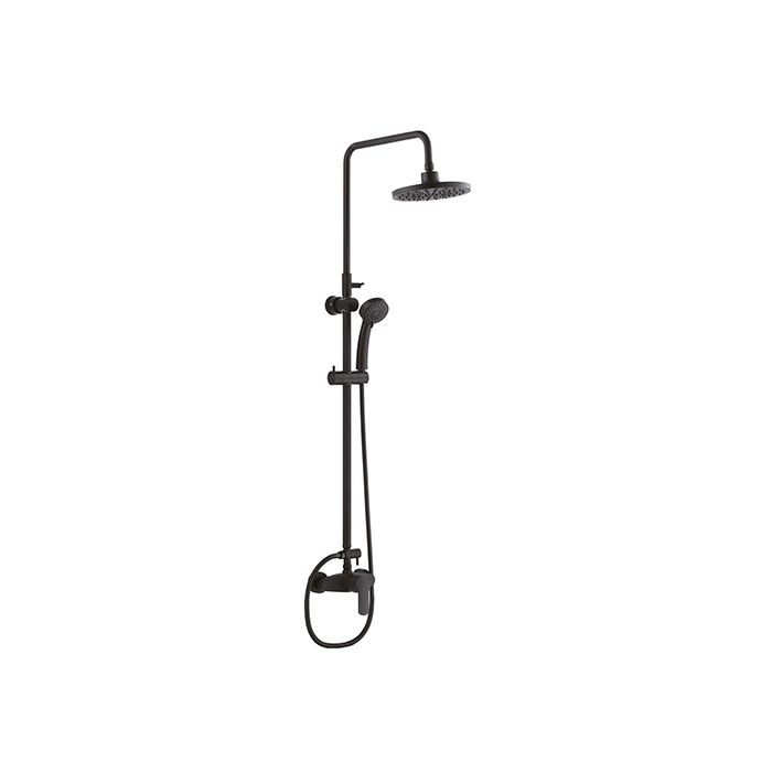 Colonne de douche ROUSSEAU Shenti noir - Tête de douche orientable - Douchette 3 jets - Mitigeur méc