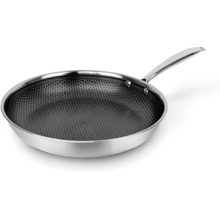 Poêle En Acier Inoxydable Triply 28 Cm Revêtement Nid D