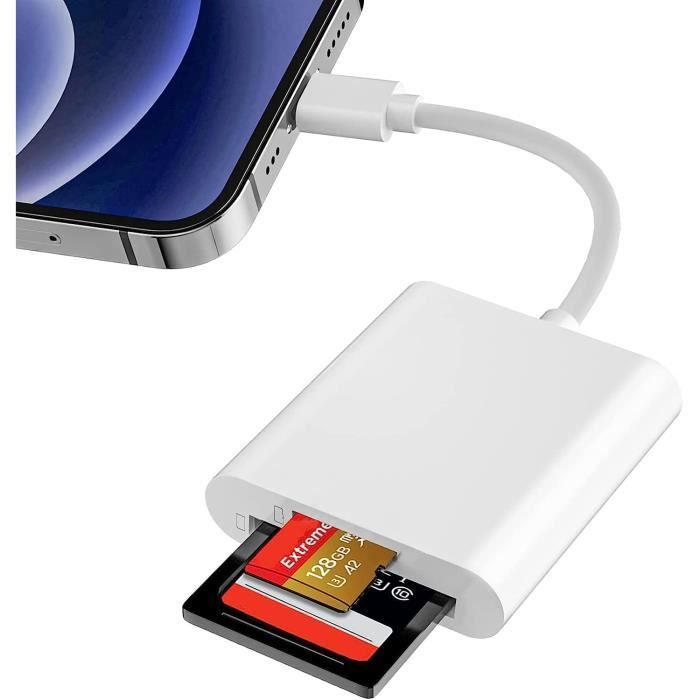 Lecteur De Carte SD/TF Universel 4 En 1 - Ports USB-C, Lightning, Micro USB, USB-A - Pour IPhone, Android, PC - 7