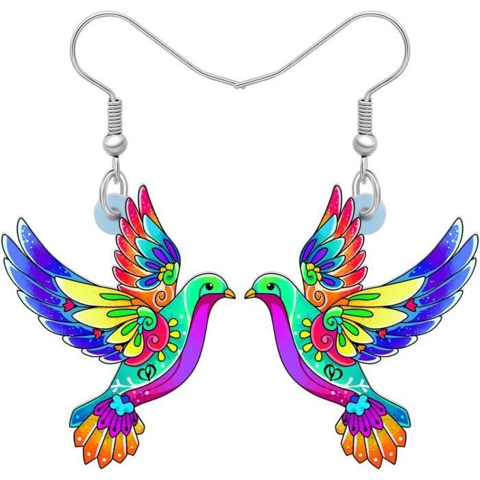 Boucles D'oreilles Pendantes Acrylique Papillon Multicolore - Neuf Avec étiquettes, Fantaisie