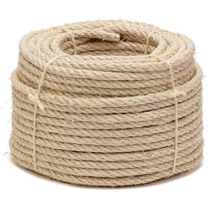 Corde Sisal Naturel Ø10mm 50m - Pour Arbre à Chats, Bricolage Et Jardin | Résistante Et Souple