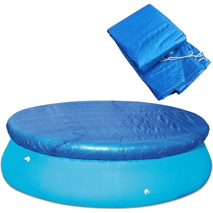 Bâche De Piscine Ronde Imperméable Indéchirable - Housse Protection Universelle Avec Cordon Serrage