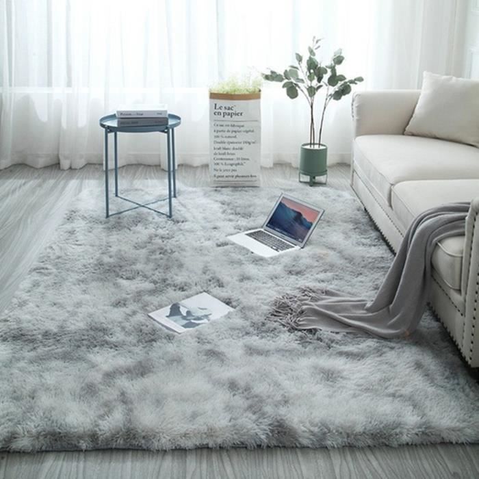 TEMPSA 50x160 Tapis de Salon Chambre - Shaggy Yoga Moquette - Microfibre Extra Doux Gris Clair