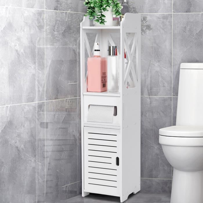 Meuble de rangement WC / toilettes ou salle de bains blanc - Cdiscount  Maison