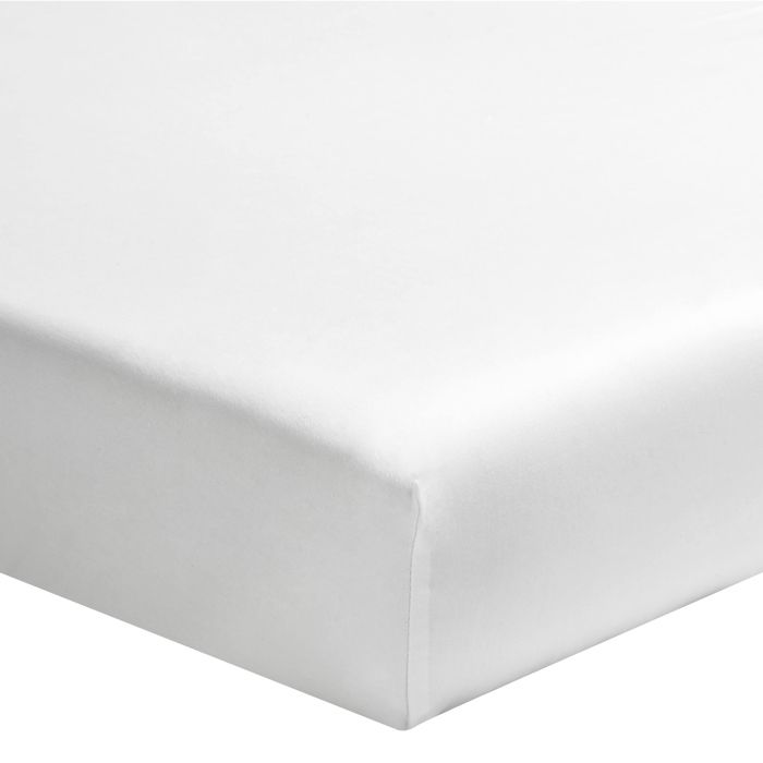 TERRE DE NUIT Drap housse blanc 100% satin de coton bonnet 30 cm 160x200 cm 