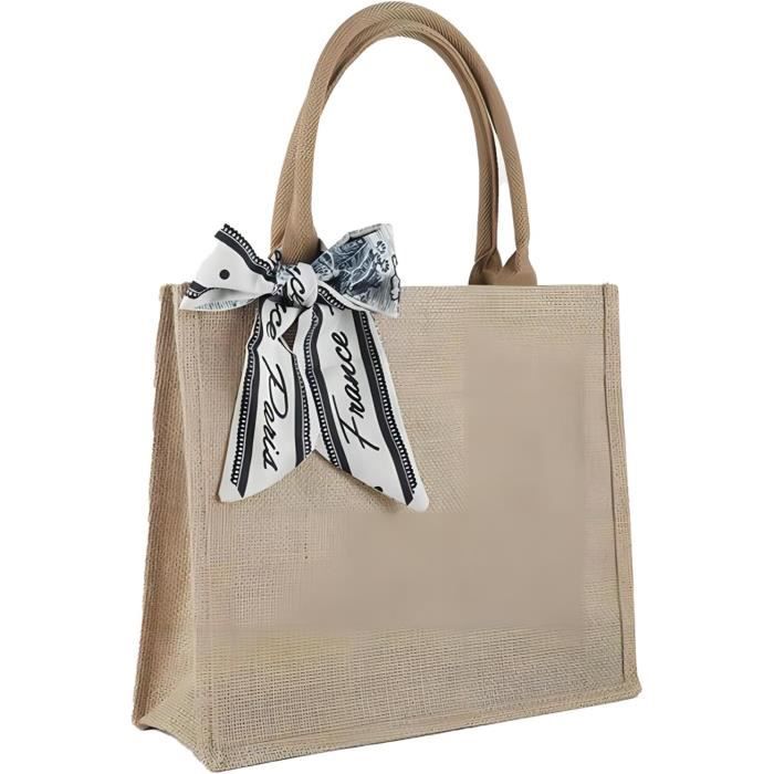 Sac Fourre-tout En Jute Fait Main Beige - Sac à Main été Pour Femme - Neuf Avec étiquettes