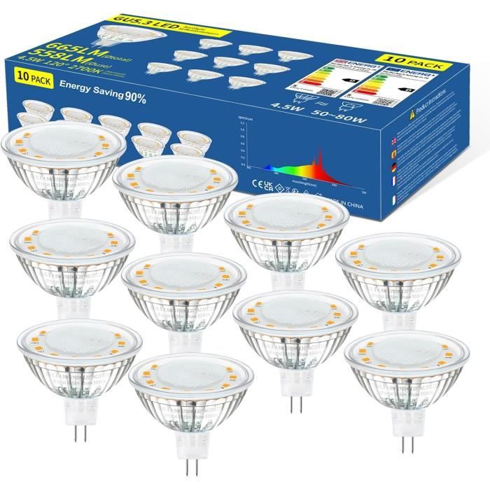 Ampoule LED Philips 5W GU5.3 - Équivalent 20W, 220 Lumens, 2700K Blanc Chaud - 12V